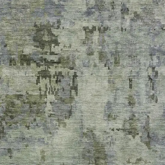 Green And Gray Abstract Washable Indoor Outdoor Area Rug Photo 2