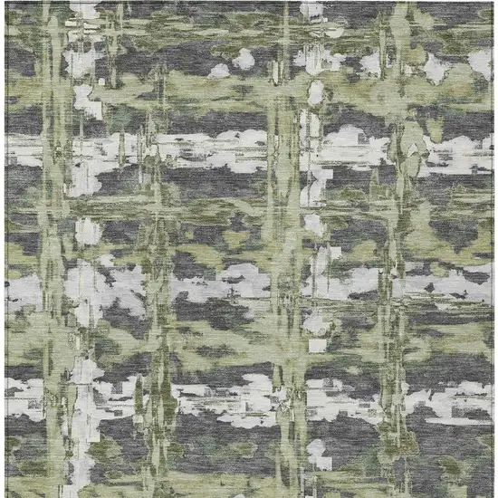 Green And Gray Abstract Washable Indoor Outdoor Area Rug Photo 1