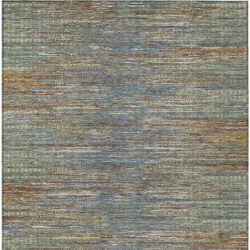 Green And Gray Abstract Washable Indoor Outdoor Area Rug Photo 3