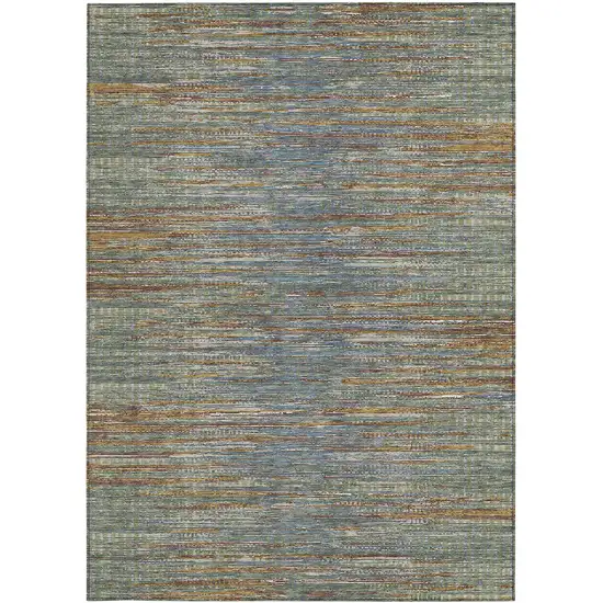 Green And Gray Abstract Washable Indoor Outdoor Area Rug Photo 3