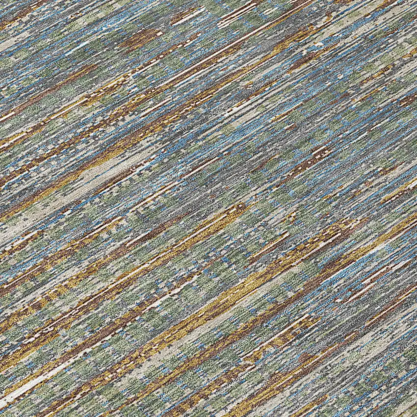 Green And Gray Abstract Washable Indoor Outdoor Area Rug Photo 5
