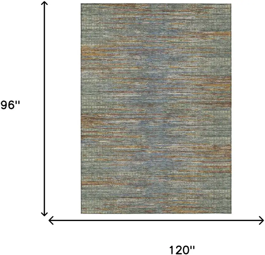 Green And Gray Abstract Washable Indoor Outdoor Area Rug Photo 6