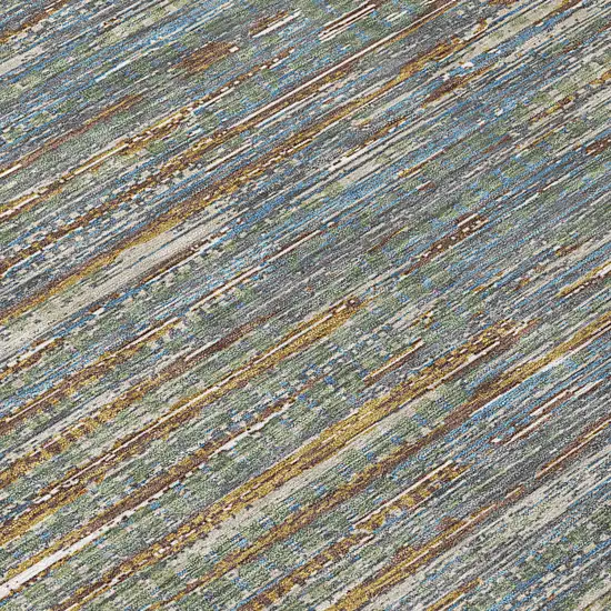 Green And Gray Abstract Washable Indoor Outdoor Area Rug Photo 5