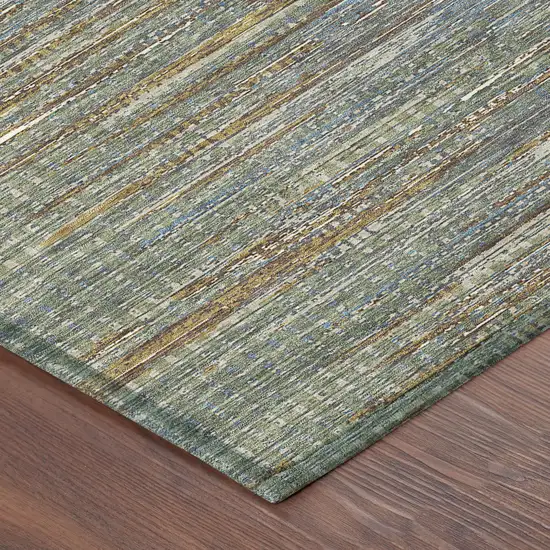 Green And Gray Abstract Washable Indoor Outdoor Area Rug Photo 4