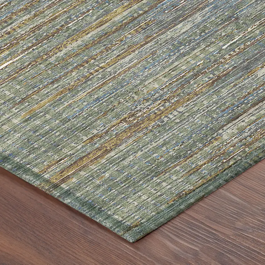 Green And Gray Abstract Washable Indoor Outdoor Area Rug Photo 4