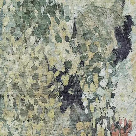 Green And Gray Abstract Washable Indoor Outdoor Area Rug Photo 3