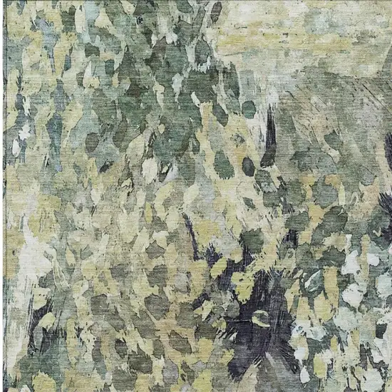 Green And Gray Abstract Washable Indoor Outdoor Area Rug Photo 3