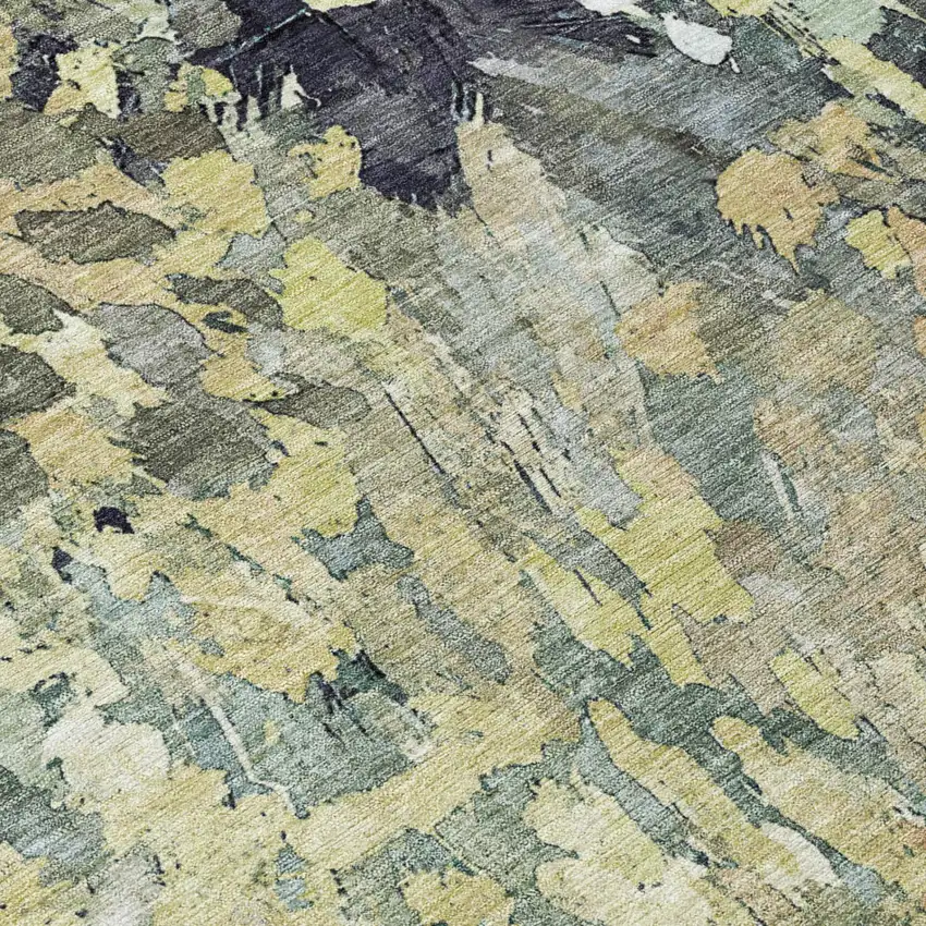 Green And Gray Abstract Washable Indoor Outdoor Area Rug Photo 6