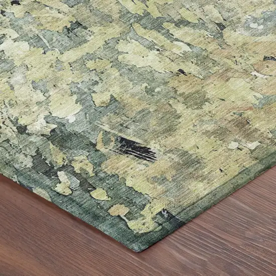 Green And Gray Abstract Washable Indoor Outdoor Area Rug Photo 5