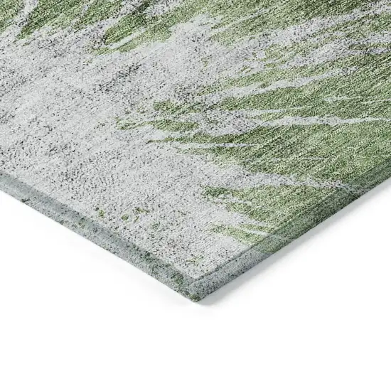 Green And Gray Abstract Washable Indoor Outdoor Area Rug Photo 3
