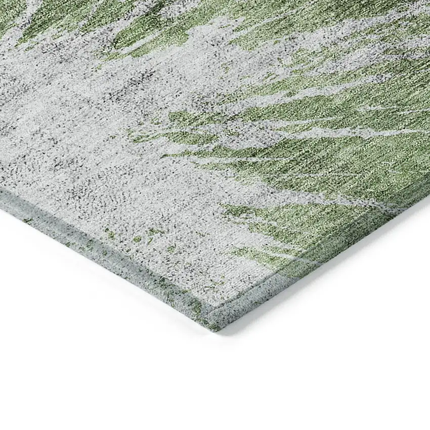 Green And Gray Abstract Washable Indoor Outdoor Area Rug Photo 3