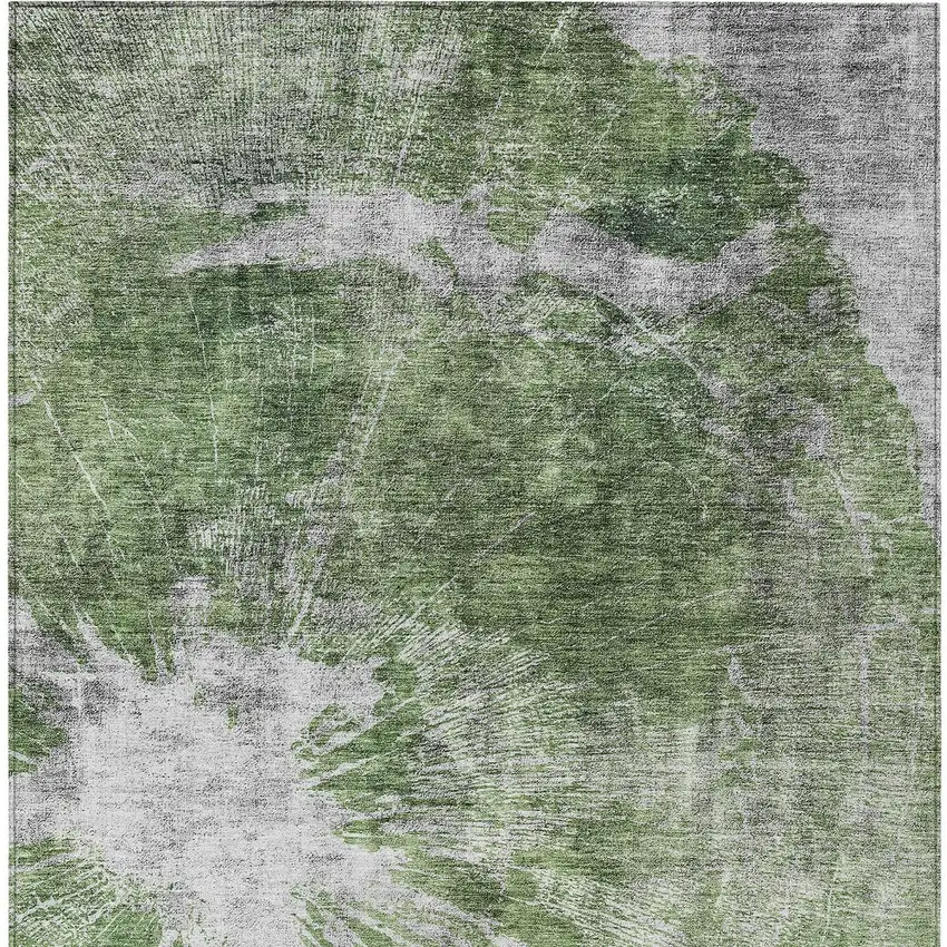 Green And Gray Abstract Washable Indoor Outdoor Area Rug Photo 4