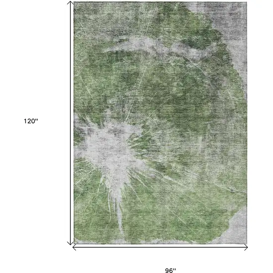 Green And Gray Abstract Washable Indoor Outdoor Area Rug Photo 3