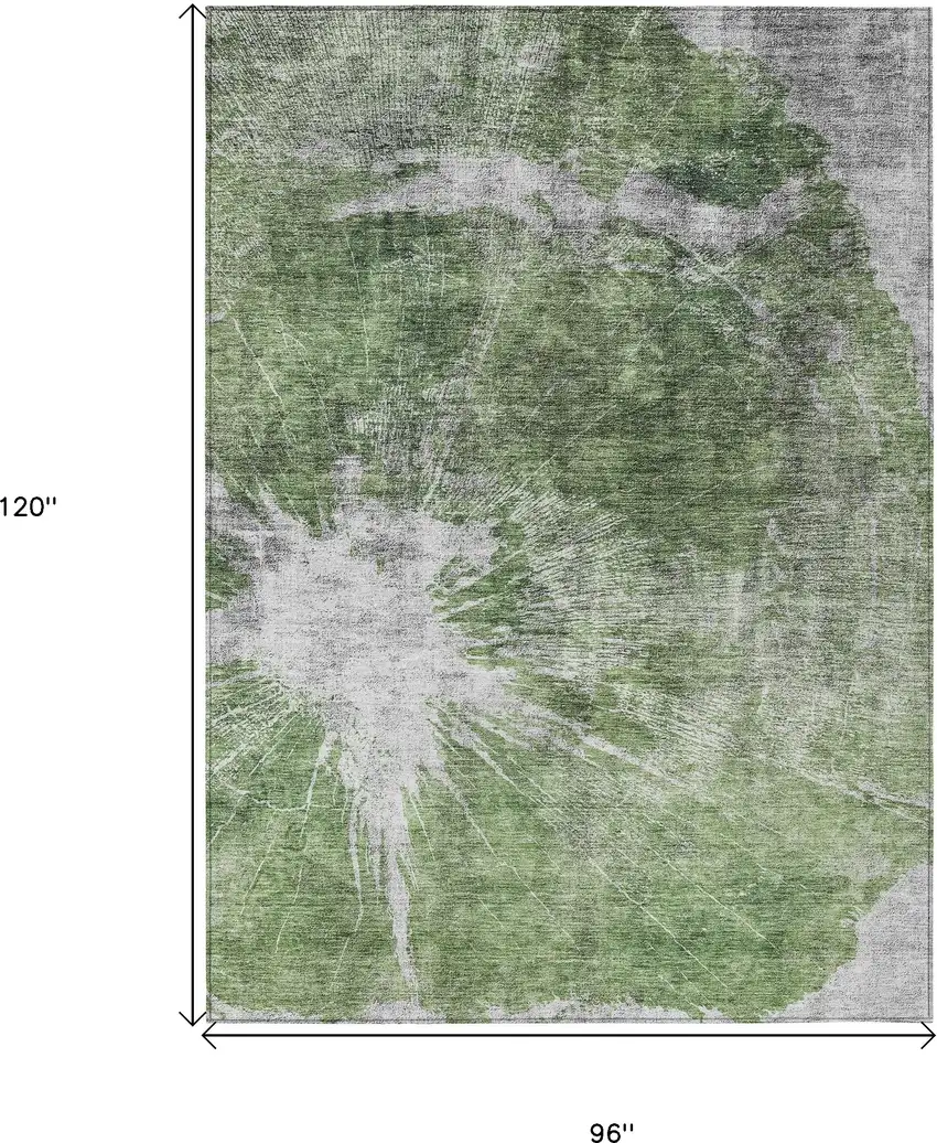 Green And Gray Abstract Washable Indoor Outdoor Area Rug Photo 3
