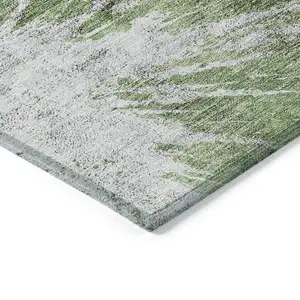 Photo of Green And Gray Abstract Washable Indoor Outdoor Area Rug