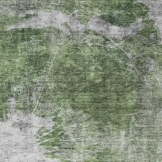 Green And Gray Abstract Washable Indoor Outdoor Area Rug Photo 4