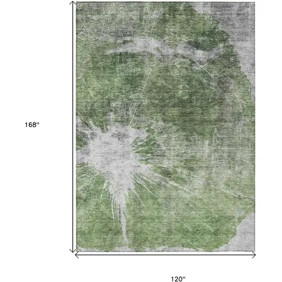 Green And Gray Abstract Washable Indoor Outdoor Area Rug Photo 3