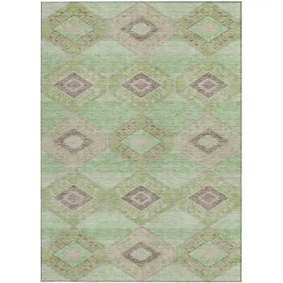 Green And Gray Aztec Washable Indoor Outdoor Area Rug Photo 4