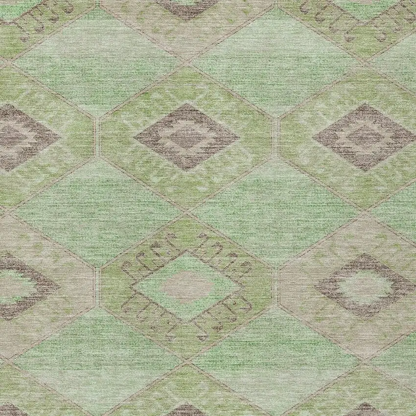 Green And Gray Aztec Washable Indoor Outdoor Area Rug Photo 4