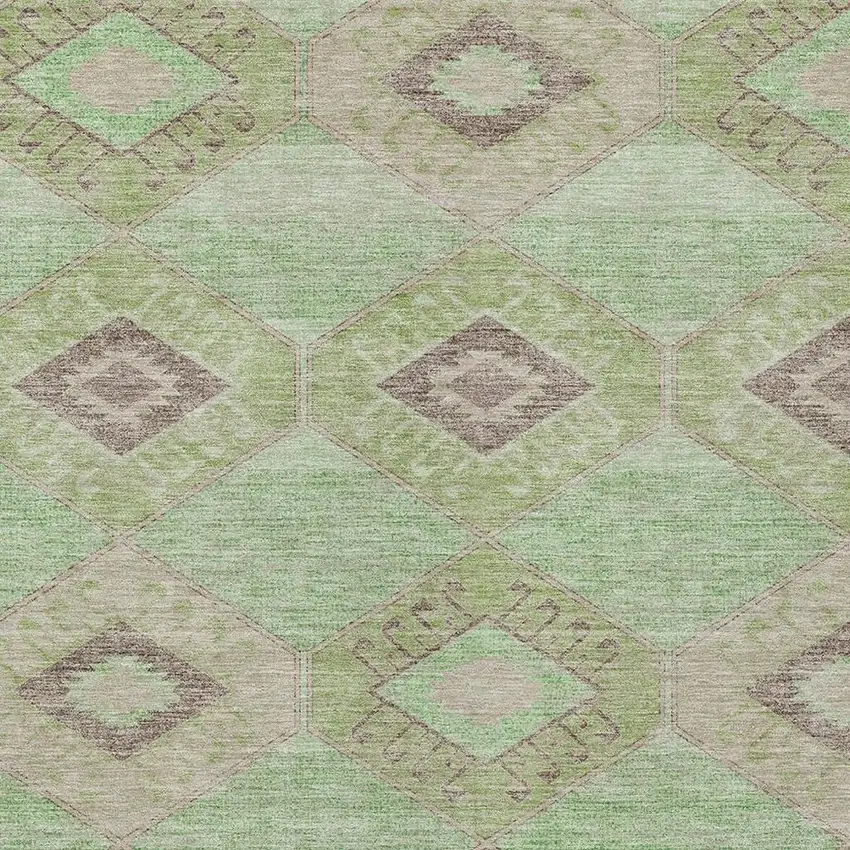 Green And Gray Aztec Washable Indoor Outdoor Area Rug Photo 3