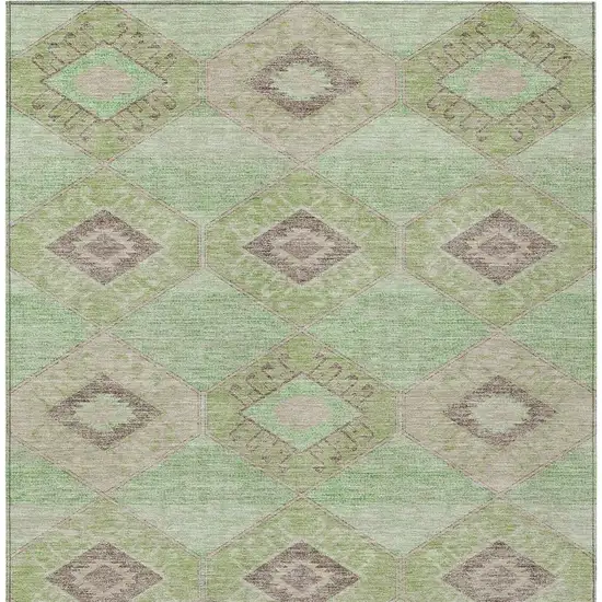 Green And Gray Aztec Washable Indoor Outdoor Area Rug Photo 4