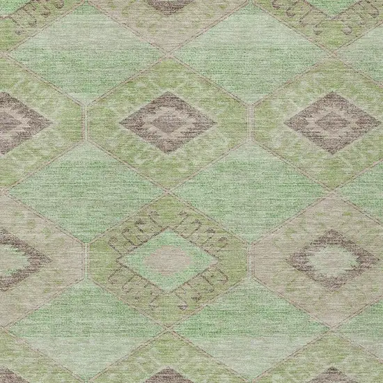 Green And Gray Aztec Washable Indoor Outdoor Area Rug Photo 3