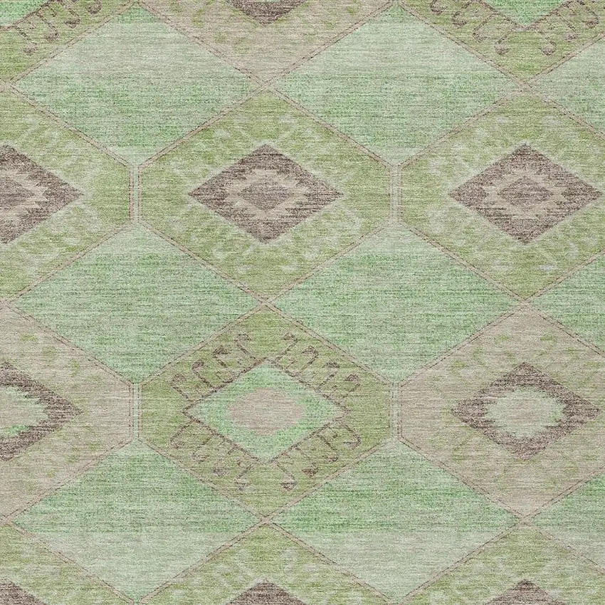 Green And Gray Aztec Washable Indoor Outdoor Area Rug Photo 3