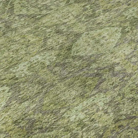 Green And Gray Damask Washable Area Rug With UV Protection Photo 9