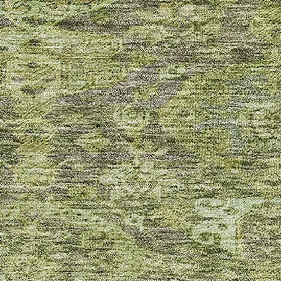 Green And Gray Damask Washable Area Rug With UV Protection Photo 2