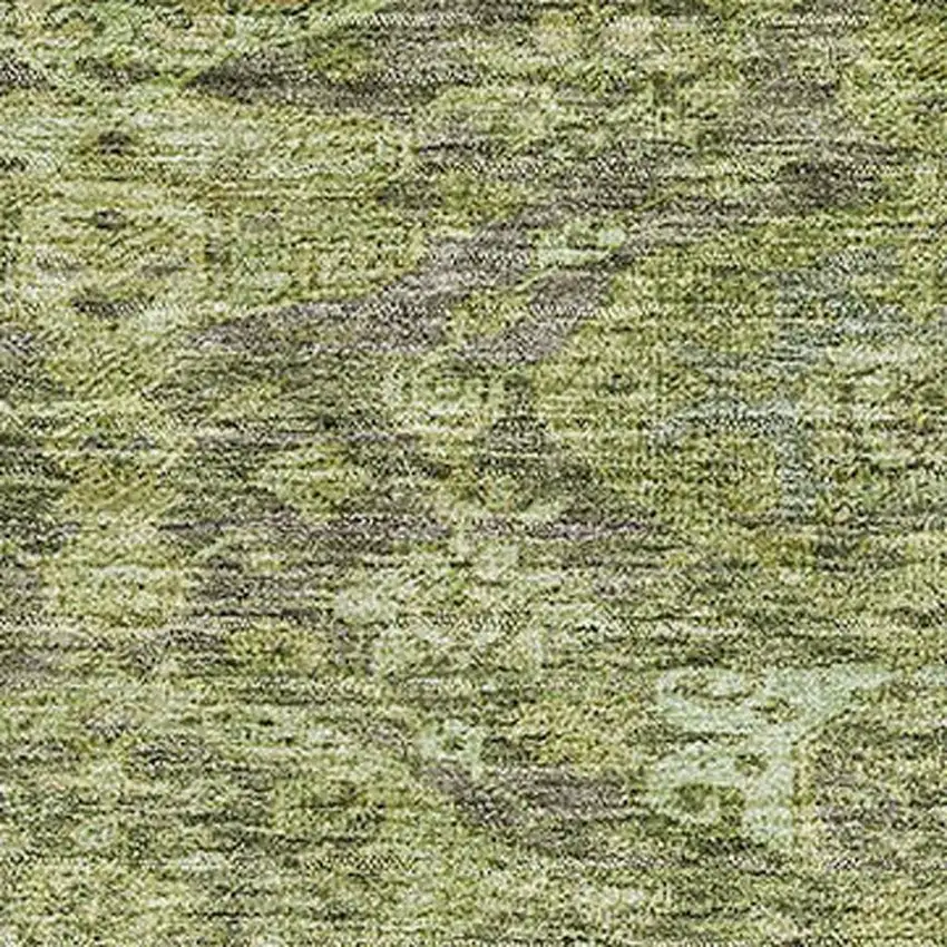 Green And Gray Damask Washable Area Rug With UV Protection Photo 2