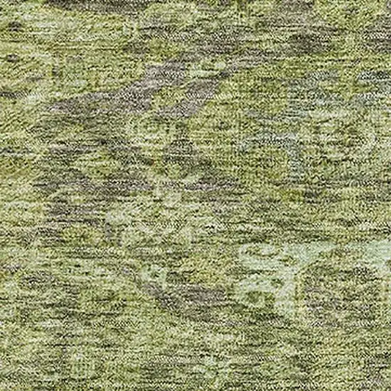 Green And Gray Damask Washable Area Rug With UV Protection Photo 2