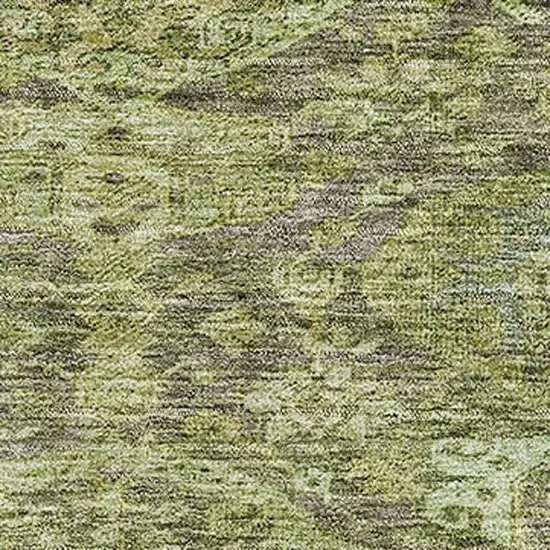 Green And Gray Damask Washable Area Rug With UV Protection Photo 2
