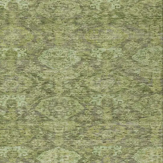 Green And Gray Damask Washable Indoor Outdoor Area Rug Photo 5