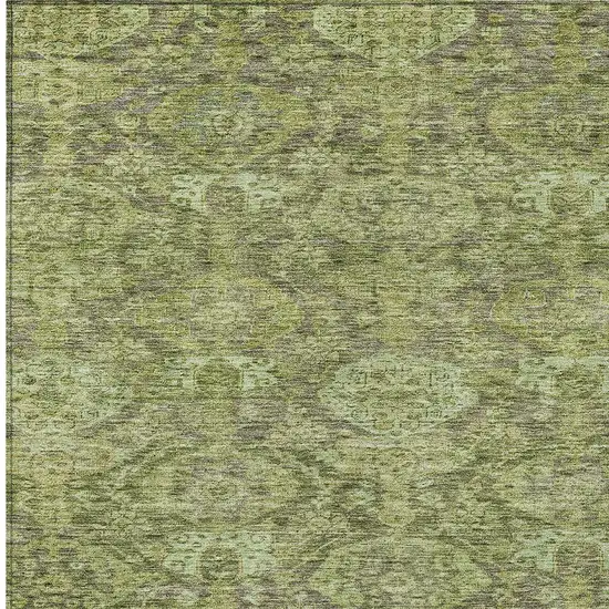 Green And Gray Damask Washable Indoor Outdoor Area Rug Photo 5