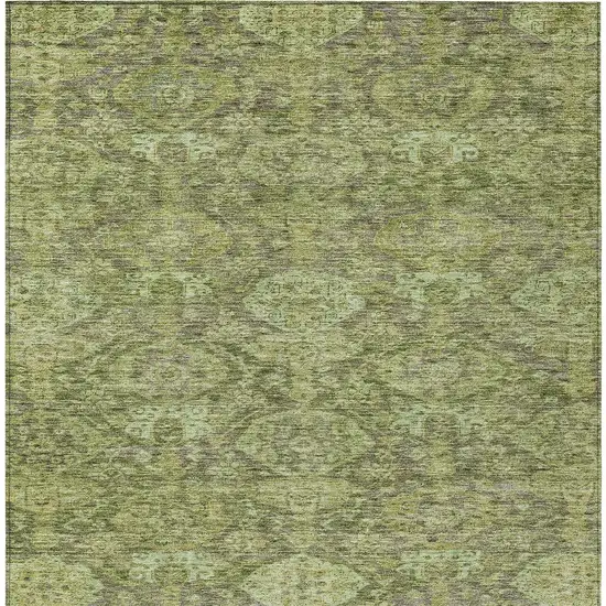 Green And Gray Damask Washable Indoor Outdoor Area Rug Photo 5