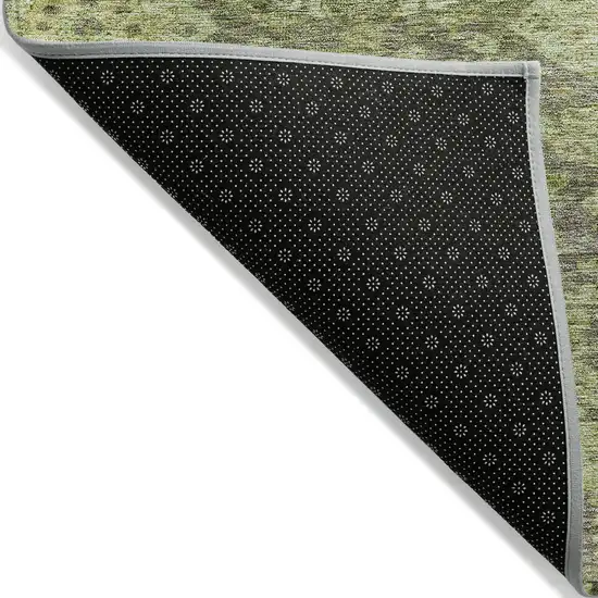 Green And Gray Damask Washable Indoor Outdoor Area Rug Photo 3