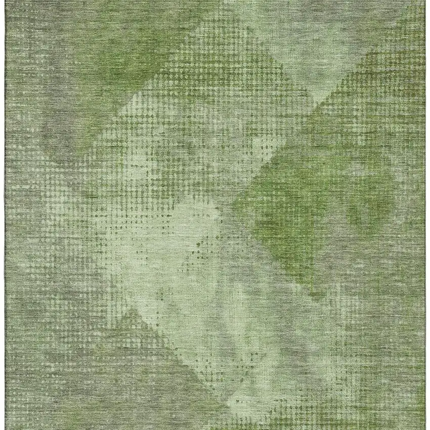 Green And Gray Diamond Washable Area Rug With UV Protection Photo 4