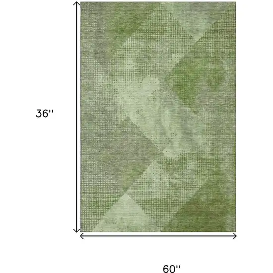 Green And Gray Diamond Washable Area Rug With UV Protection Photo 9