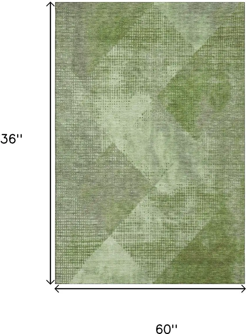 Green And Gray Diamond Washable Area Rug With UV Protection Photo 9