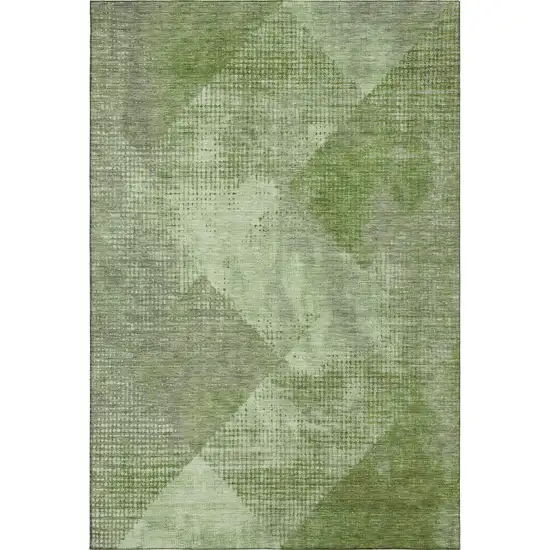 Green And Gray Diamond Washable Area Rug With UV Protection Photo 4