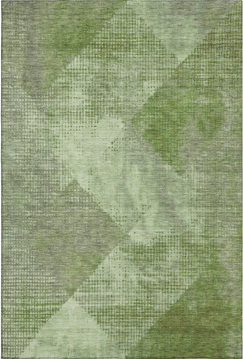 Green And Gray Diamond Washable Area Rug With UV Protection Photo 4