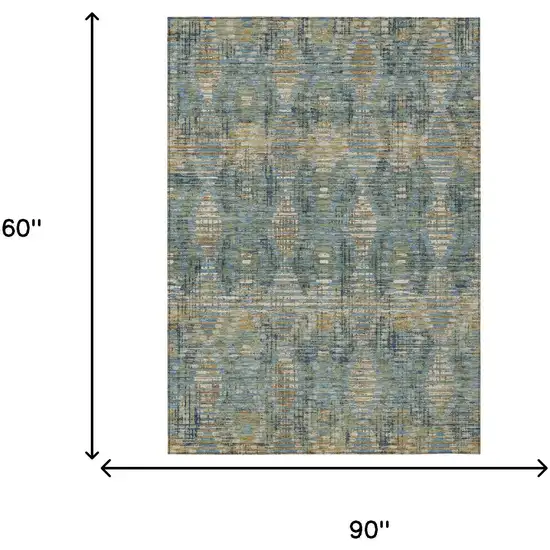Green And Gray Floral Medallion Washable Indoor Outdoor Area Rug Photo 6