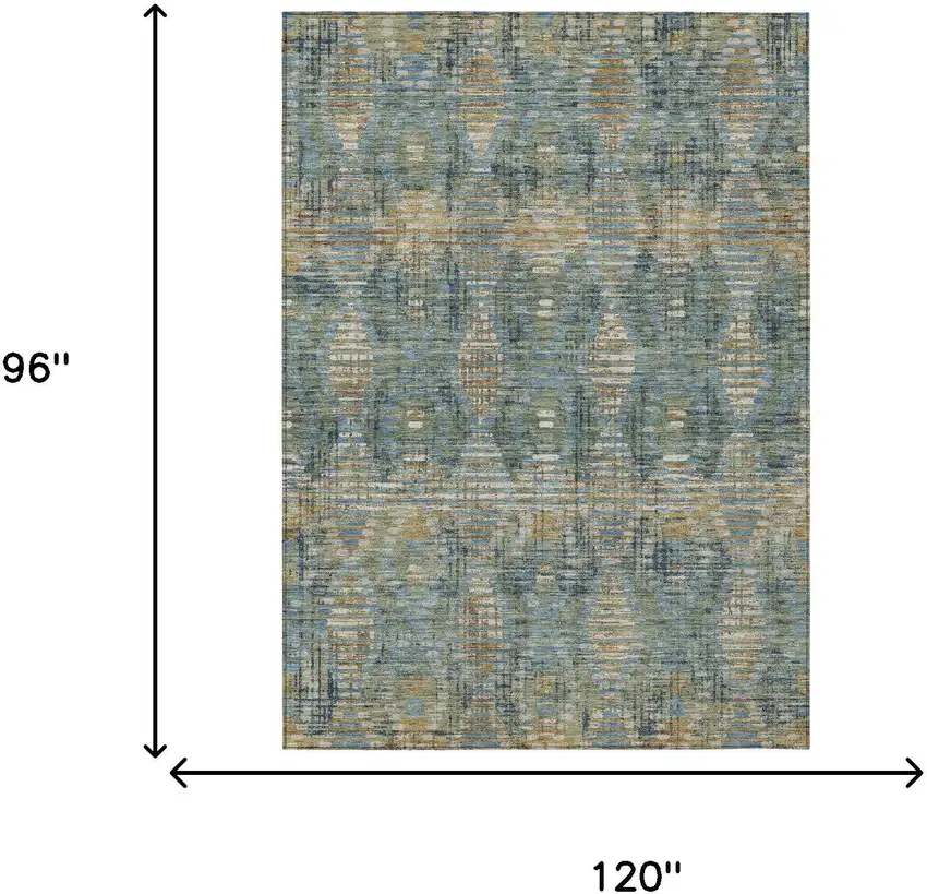 Green And Gray Floral Medallion Washable Indoor Outdoor Area Rug Photo 6