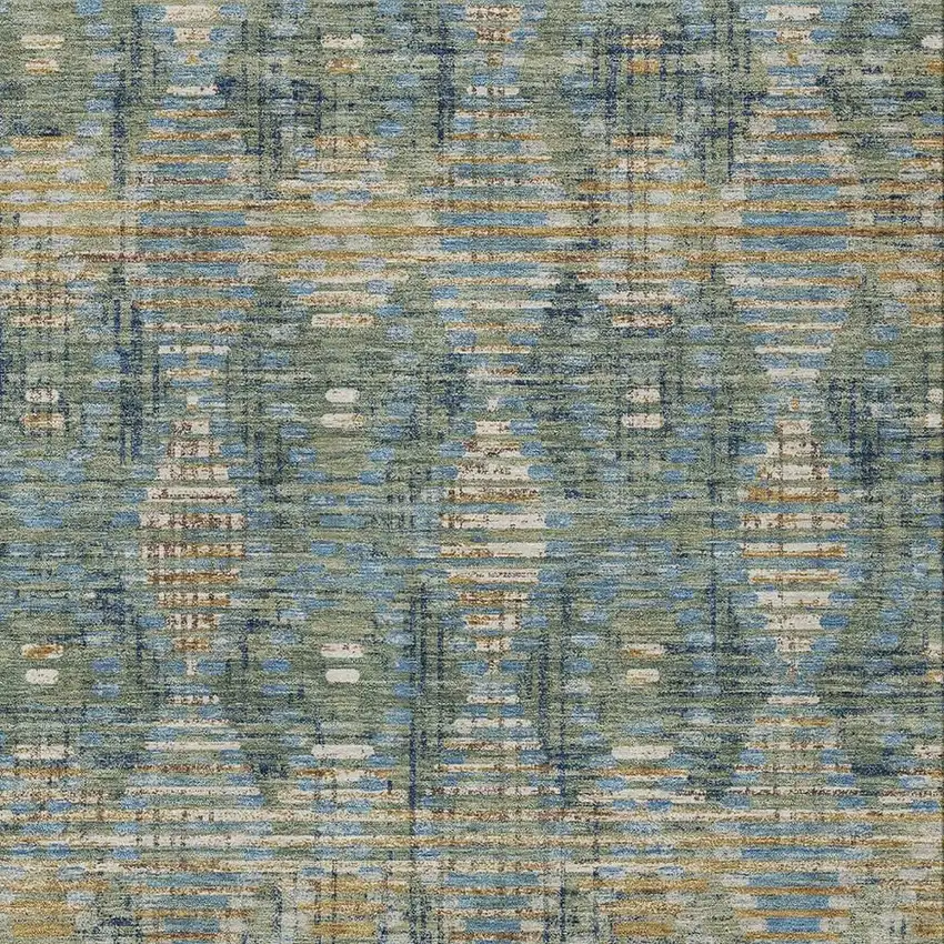 Green And Gray Floral Medallion Washable Indoor Outdoor Area Rug Photo 2