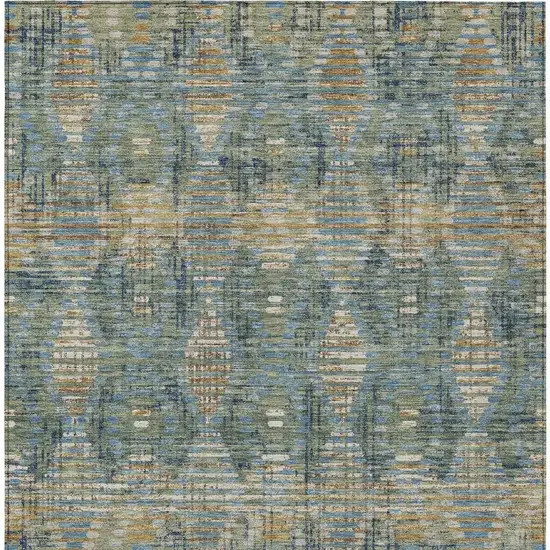 Green And Gray Floral Medallion Washable Indoor Outdoor Area Rug Photo 3