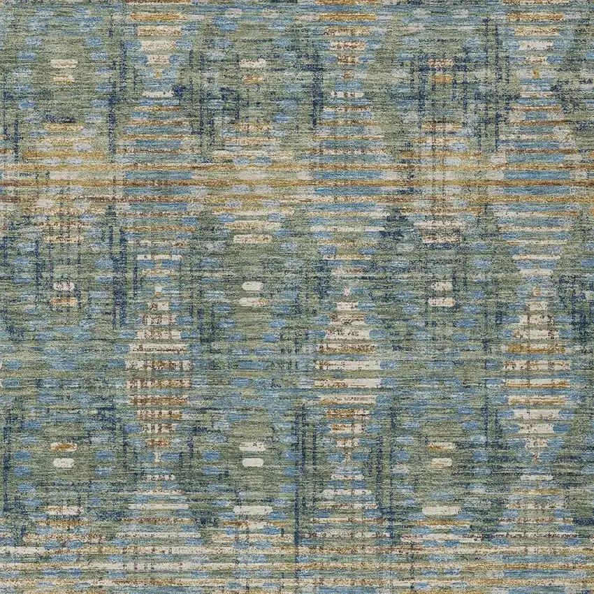 Green And Gray Floral Medallion Washable Indoor Outdoor Area Rug Photo 2
