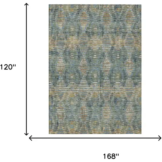 Green And Gray Floral Medallion Washable Indoor Outdoor Area Rug Photo 6