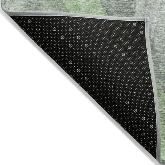 Green And Gray Floral Washable Indoor Outdoor Area Rug Photo 8