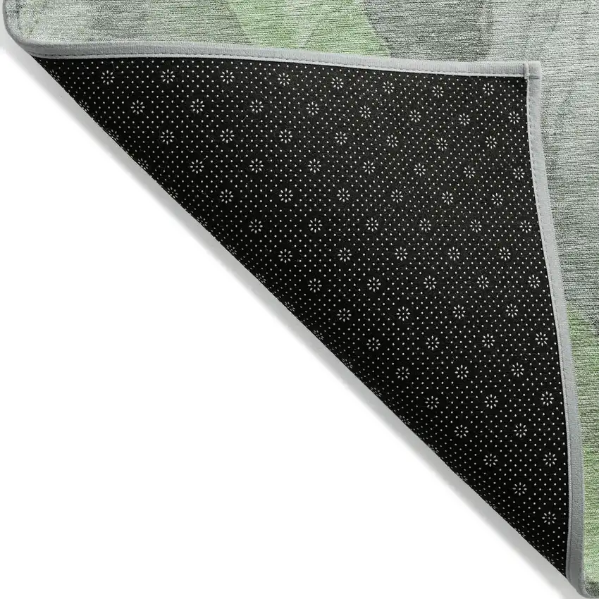 Green And Gray Floral Washable Indoor Outdoor Area Rug Photo 8