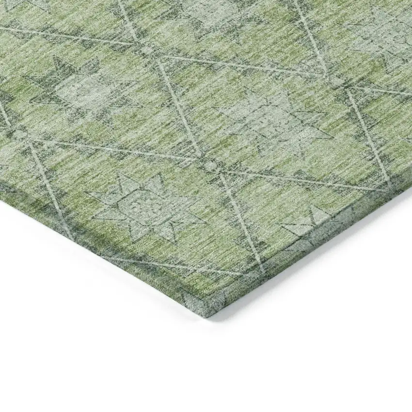 Green And Gray Floral Washable Indoor Outdoor Area Rug Photo 9